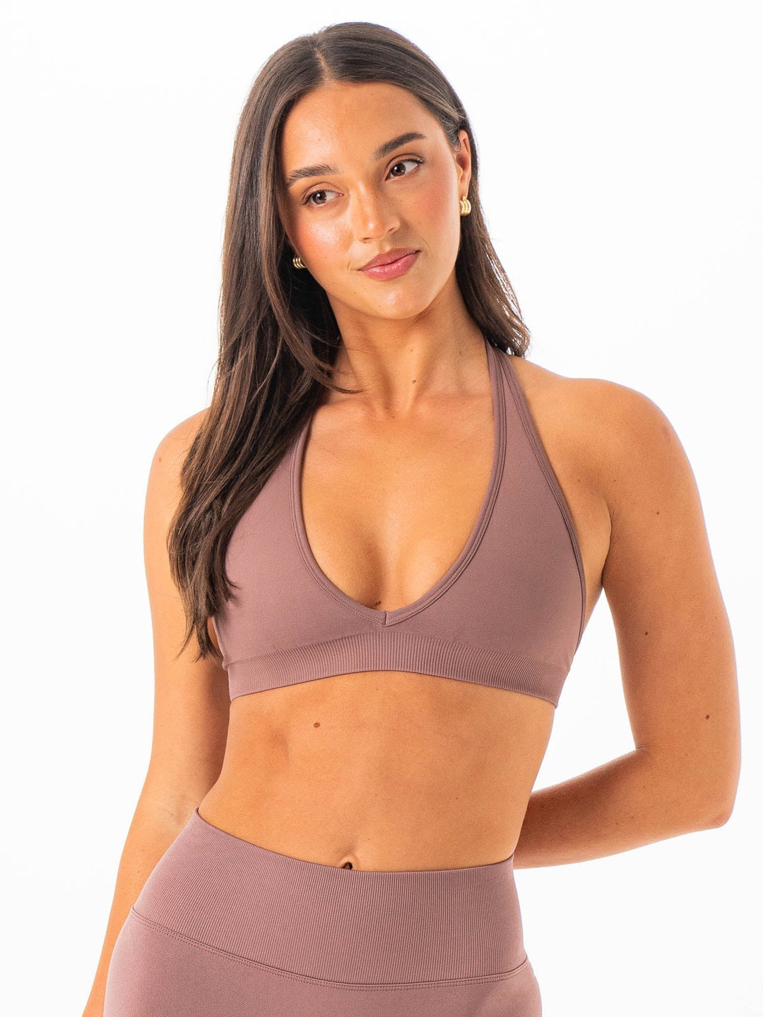 Sculpt Seamless Halter Bra - Mocha Clothing Ryderwear 
