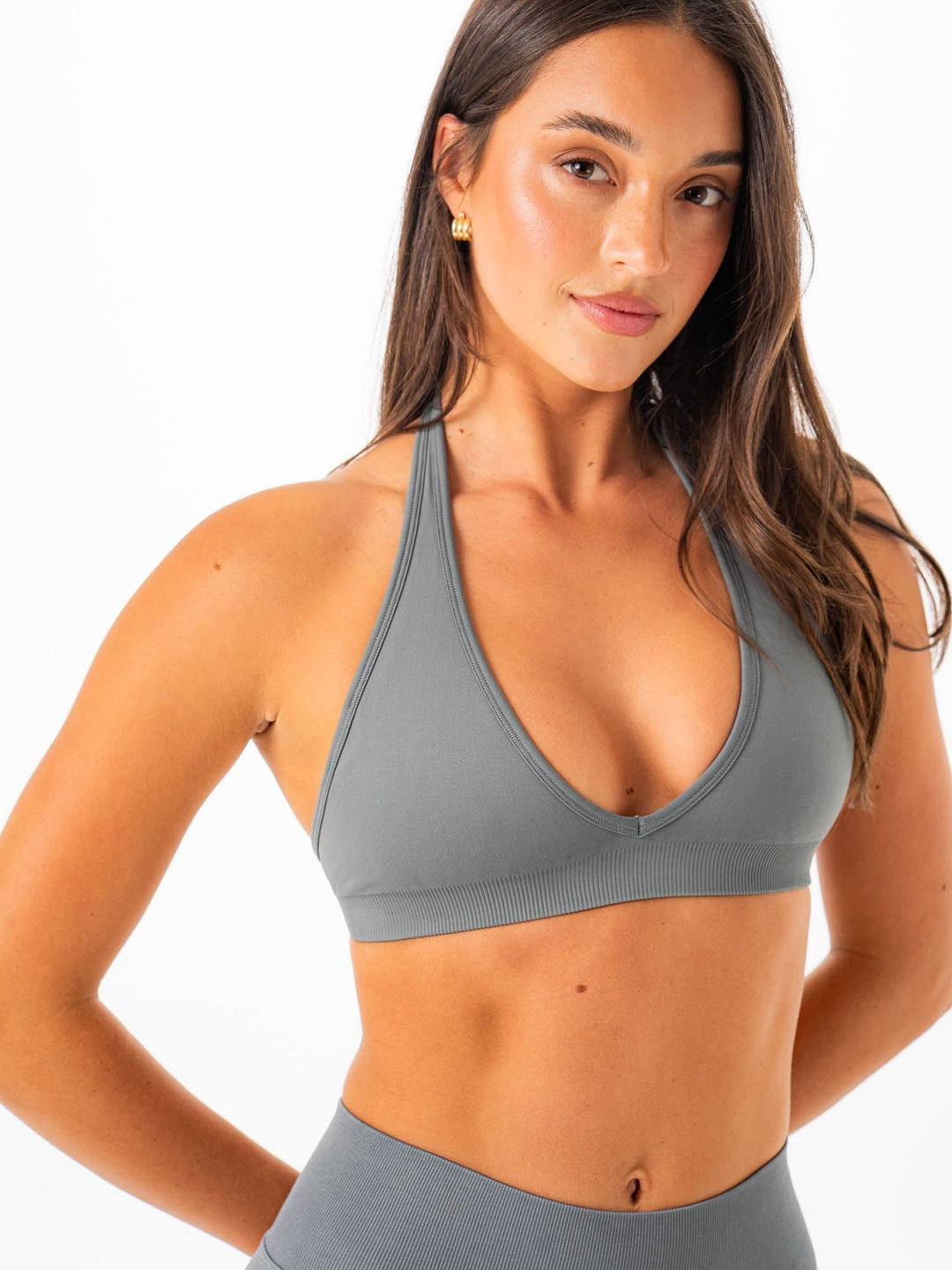 Sculpt Seamless Halter Bra - Slate Clothing Ryderwear 