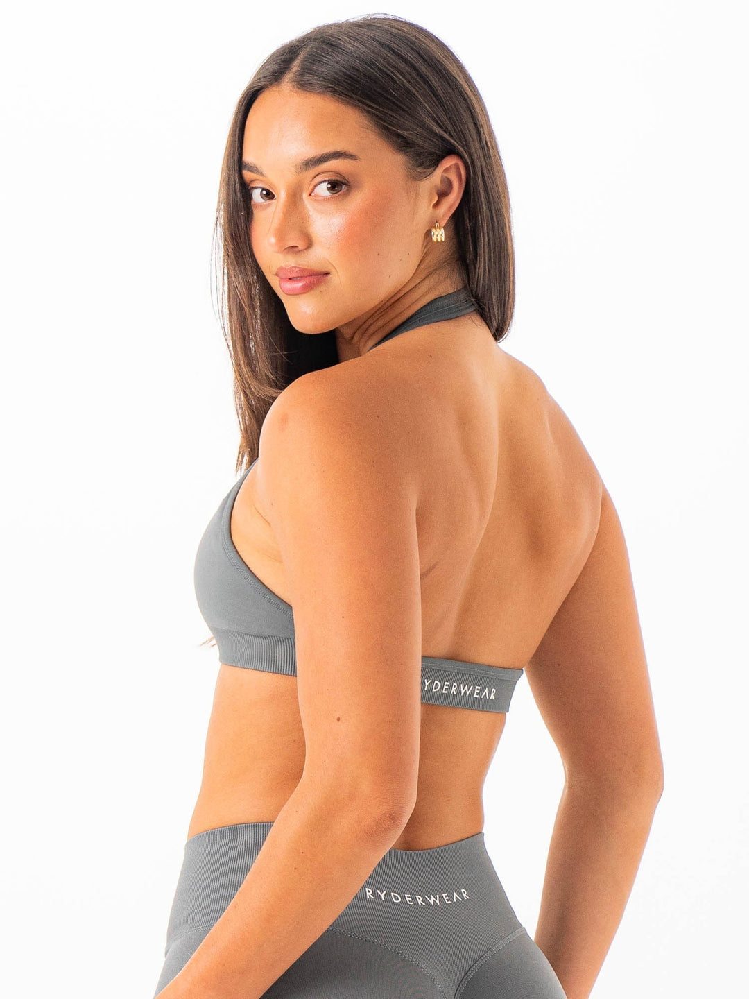 Sculpt Seamless Halter Bra - Slate Clothing Ryderwear 