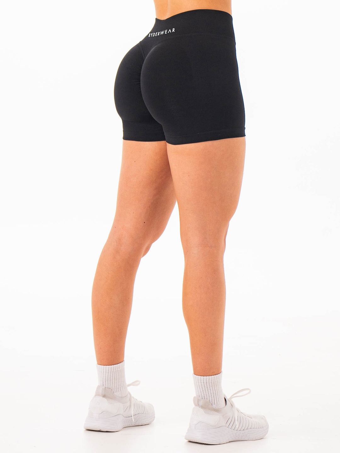 Sculpt Seamless Mini Mid Rise Shorts - Black Clothing Ryderwear 