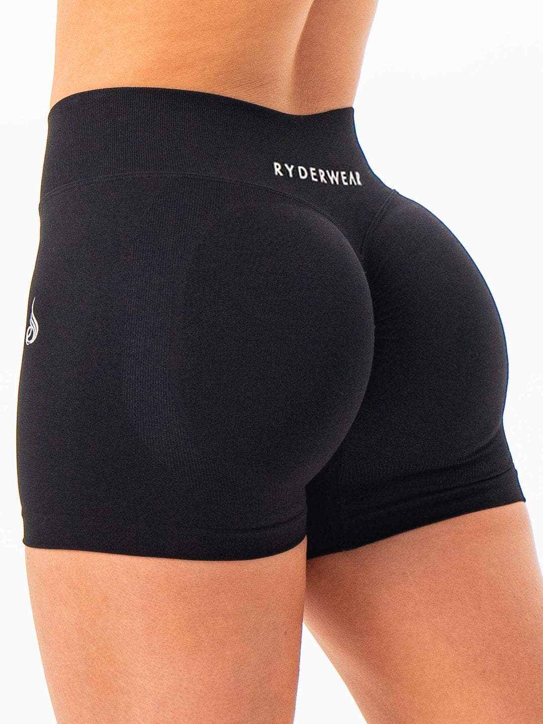 Sculpt Seamless Mini Mid Rise Shorts - Black Clothing Ryderwear 