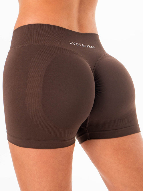Sculpt Seamless Mini Mid Rise Shorts Chocolate