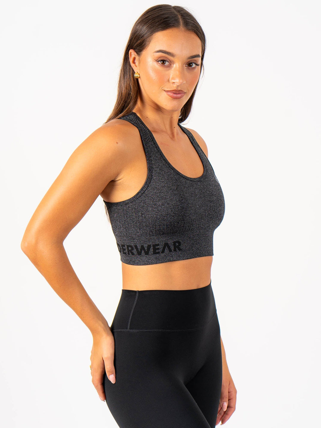 Seamless Staples Sports Bra - Charcoal Marl Clothing Ryderwear 
