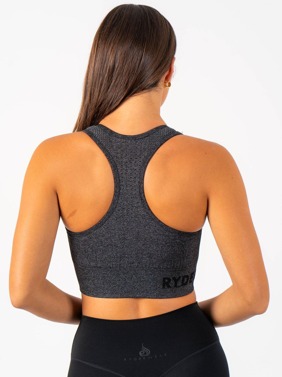 Seamless Staples Sports Bra - Charcoal Marl Clothing Ryderwear 