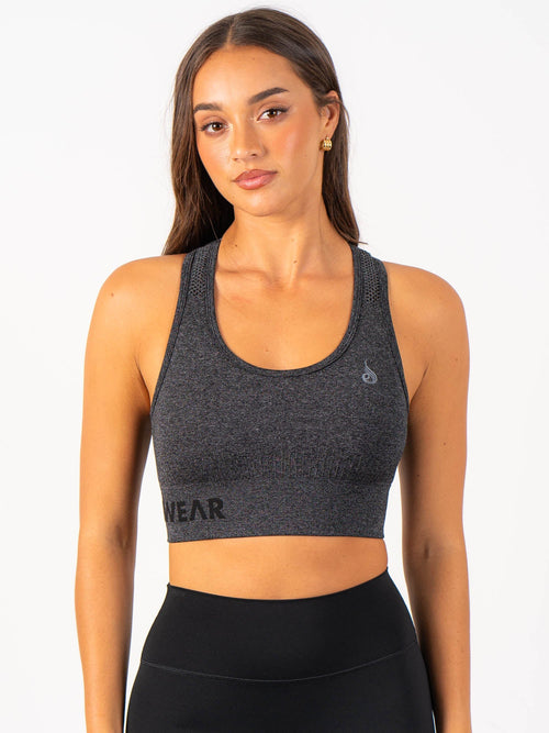 Seamless Staples Sports Bra Charcoal Marl