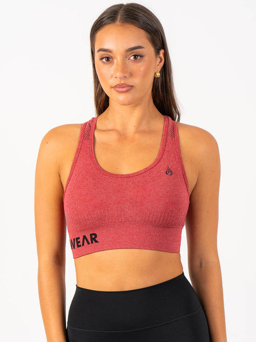 Seamless Staples Sports Bra Cherry Red Marl