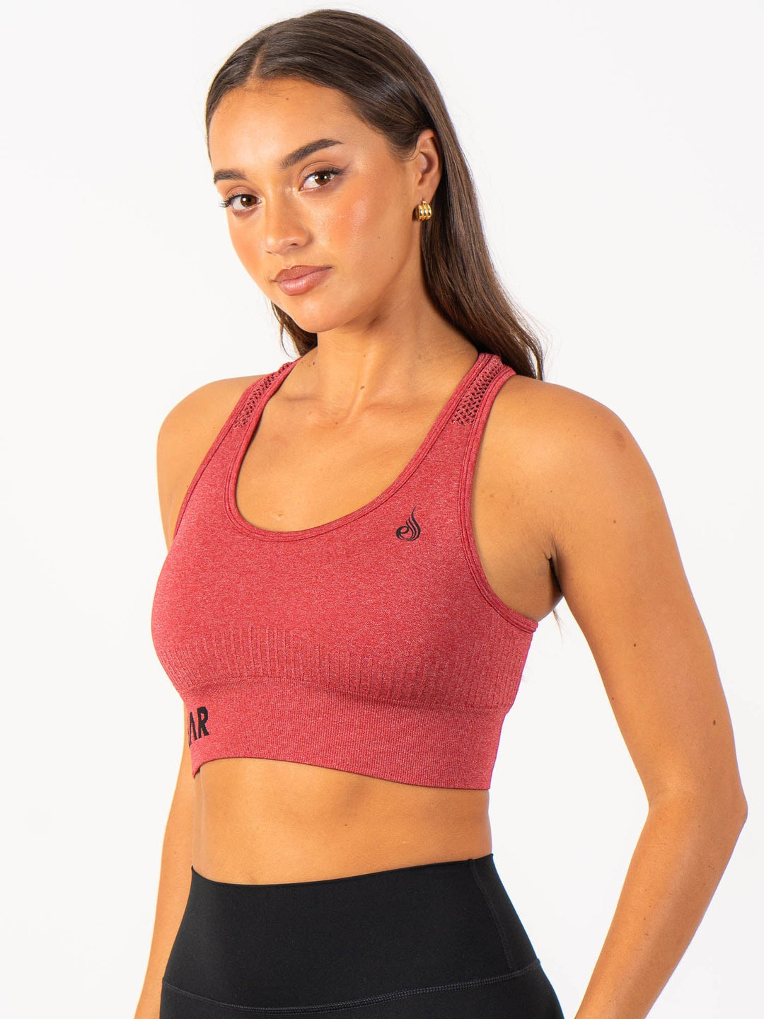 Seamless Staples Sports Bra - Cherry Red Marl Clothing Ryderwear 