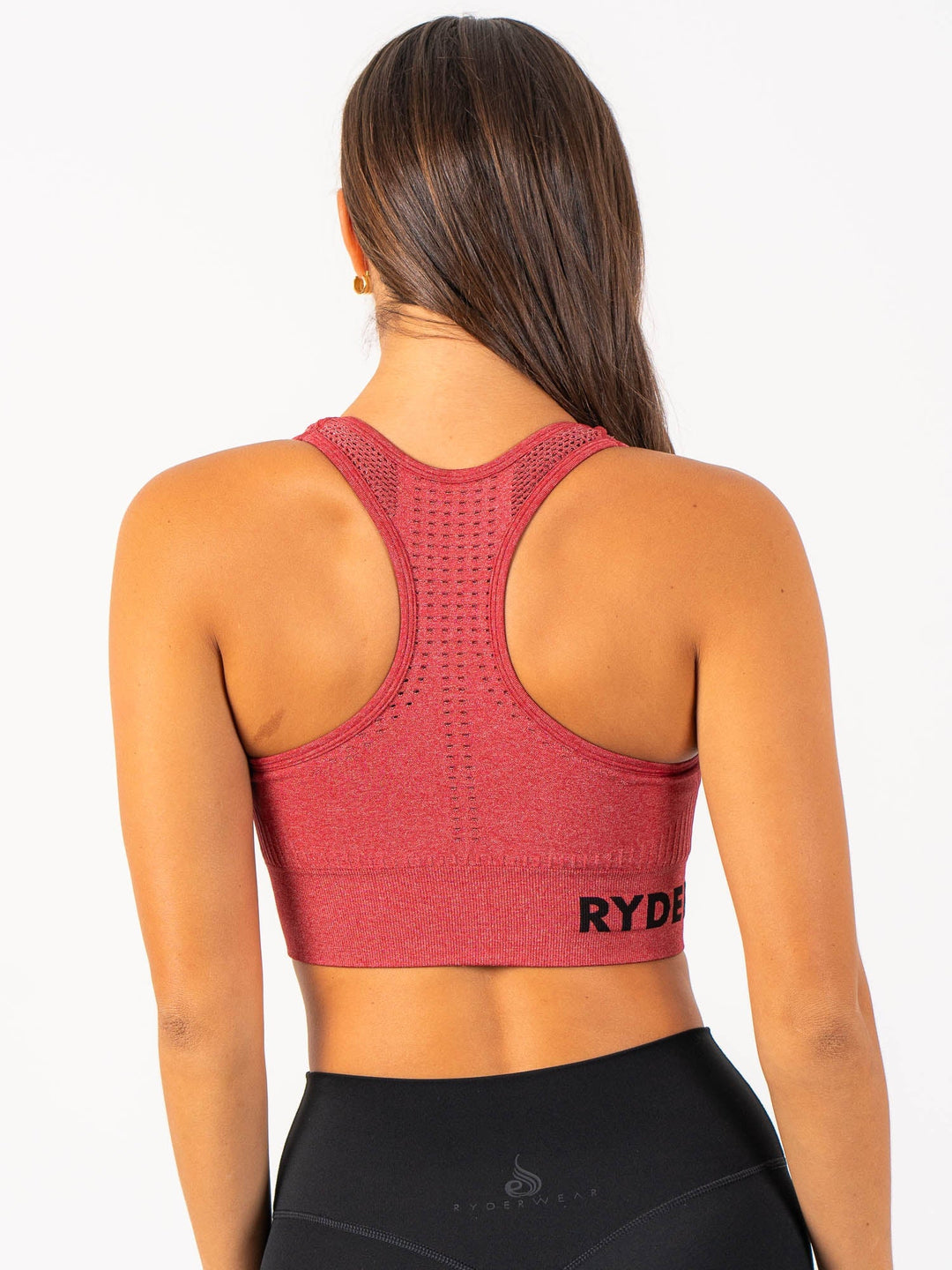 Seamless Staples Sports Bra - Cherry Red Marl Clothing Ryderwear 