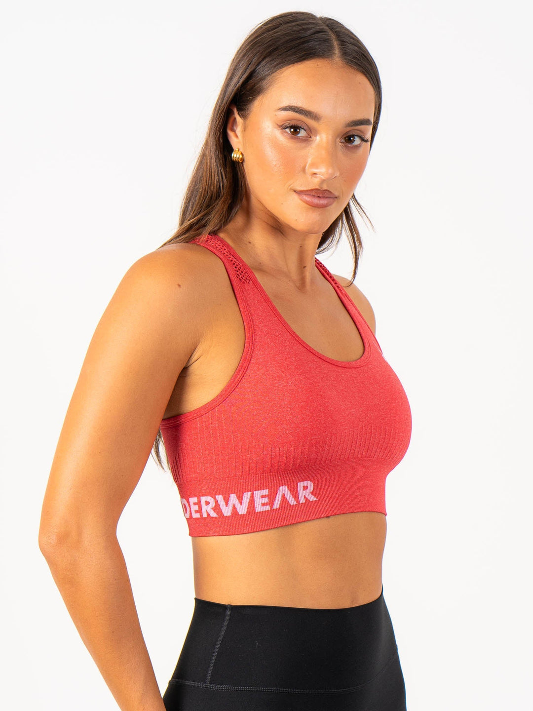 Seamless Staples Sports Bra - Red Marl Clothing Ryderwear 