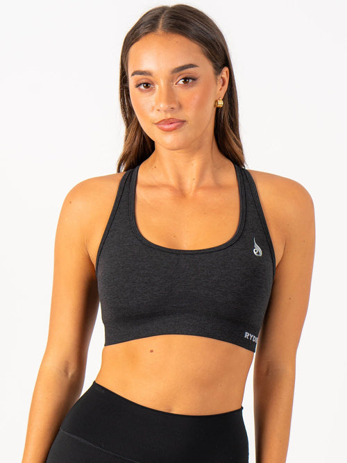 Staples Seamless Racer Back Sports Bra Black Marl