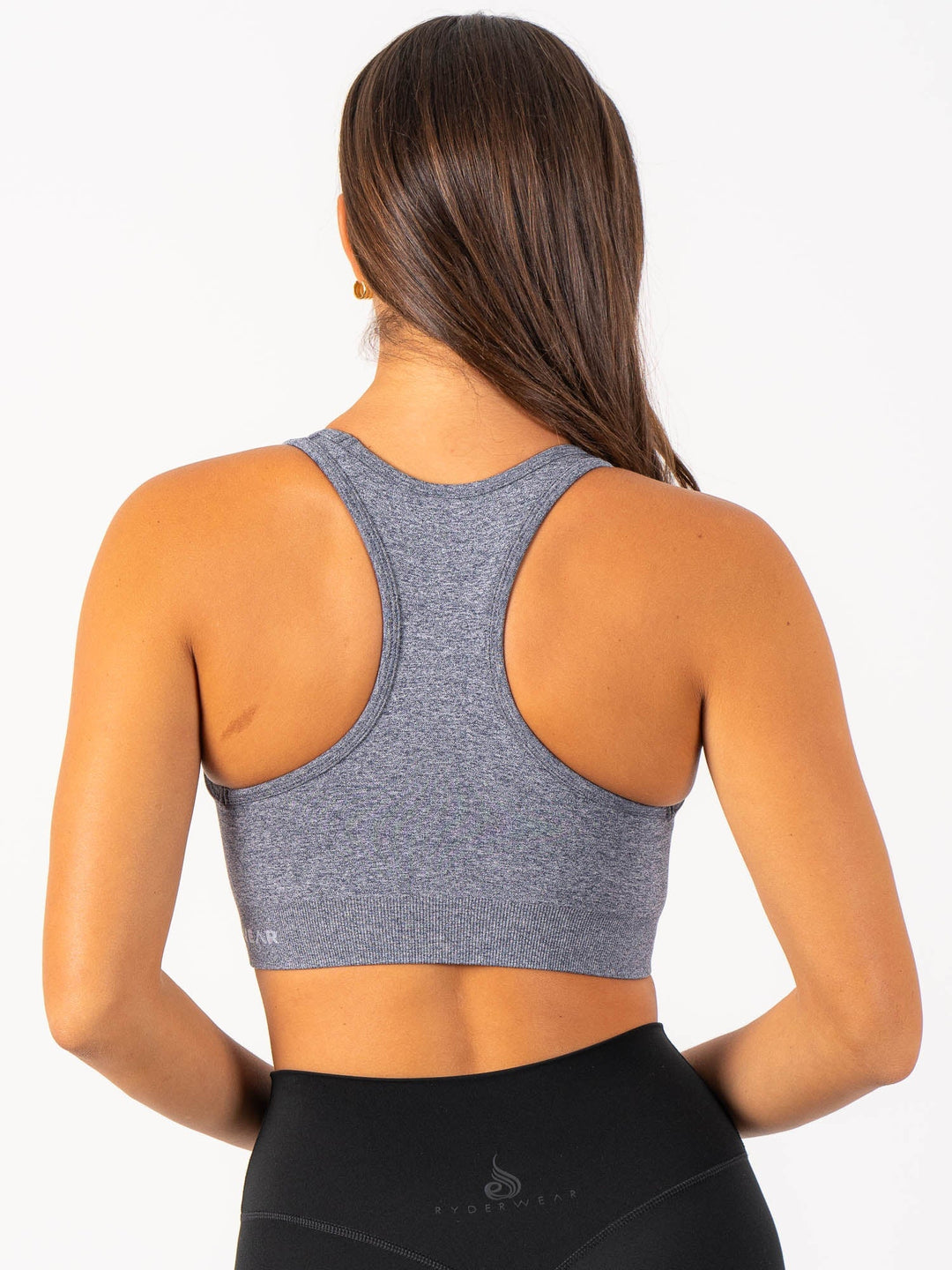 Staples Seamless Racer Back Sports Bra - Navy Marl Clothing Ryderwear 