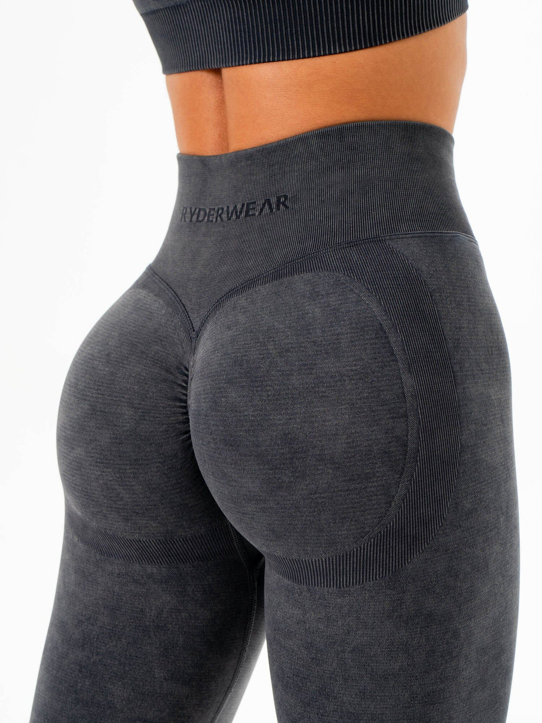 Stonewash Scrunch Seamless Leggings - Charcoal Stonewash Clothing Ryderwear 