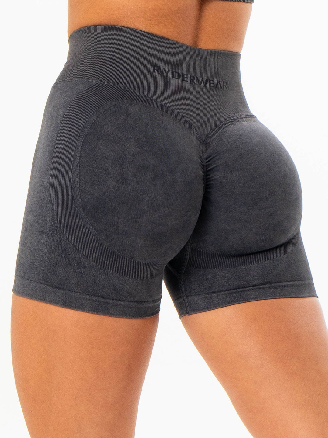 Stonewash Scrunch Seamless Shorts - Charcoal Stonewash Clothing Ryderwear 