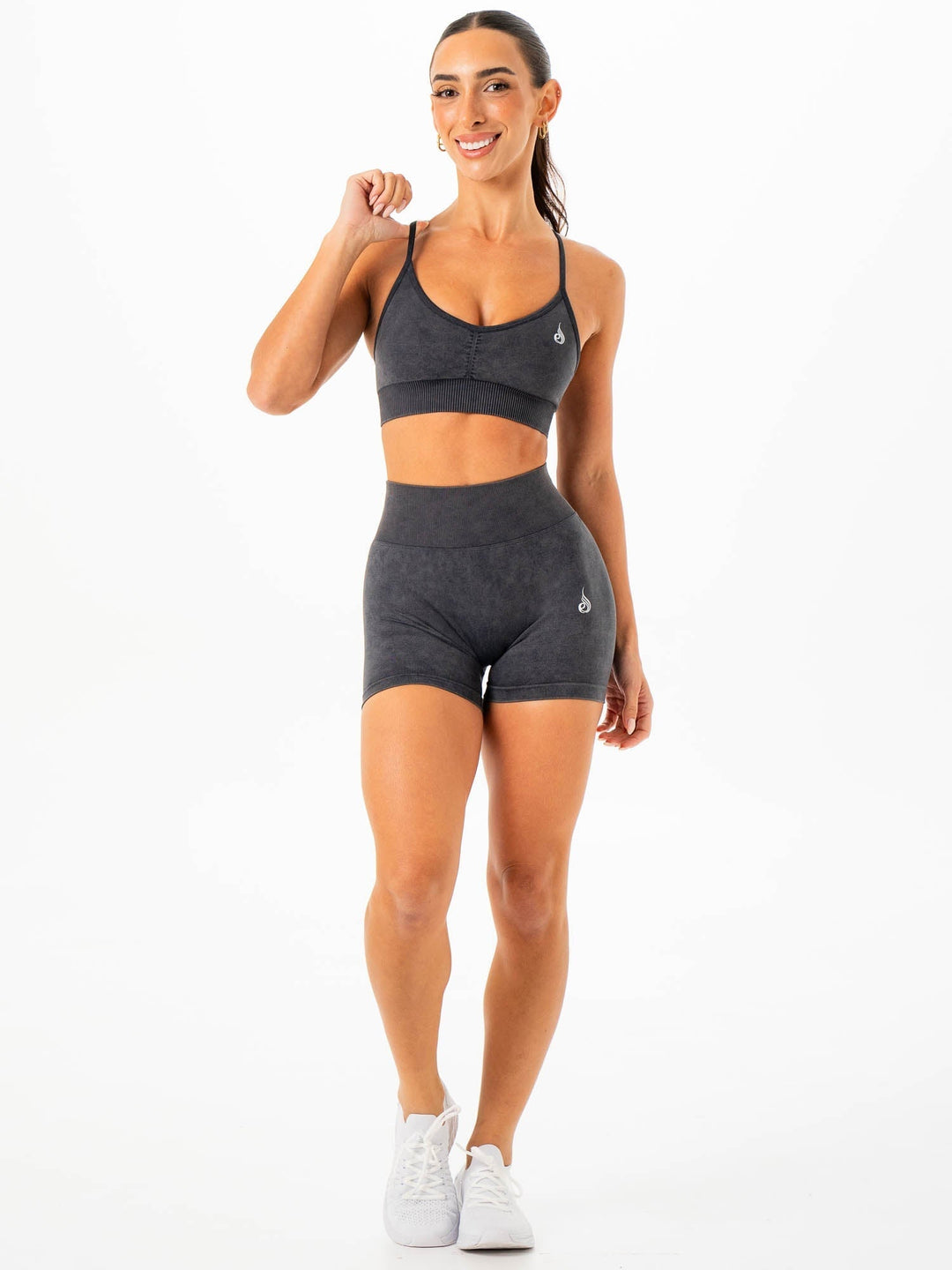 Stonewash Scrunch Seamless Shorts - Charcoal Stonewash Clothing Ryderwear 