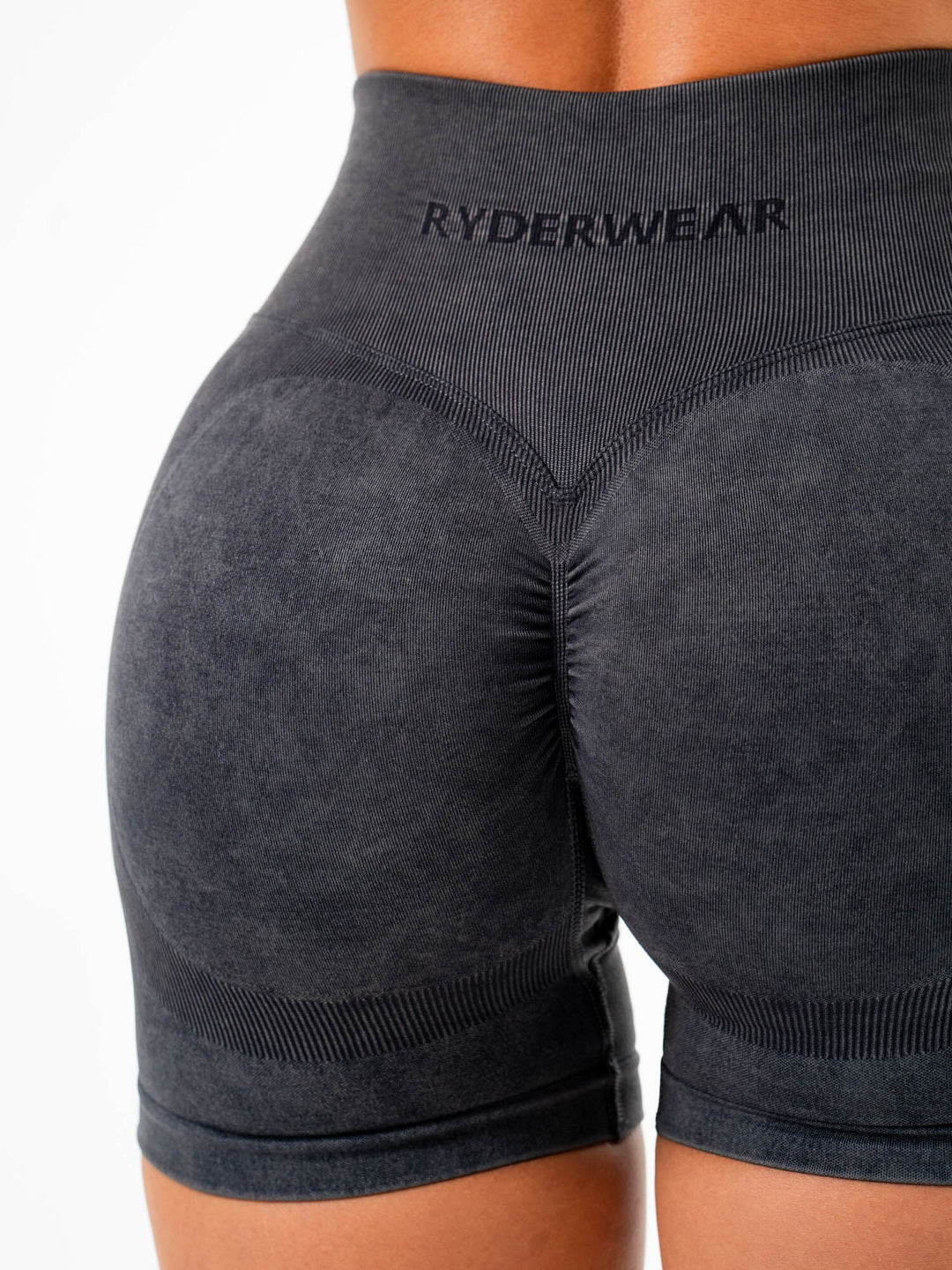 Stonewash Scrunch Seamless Shorts - Charcoal Stonewash Clothing Ryderwear 