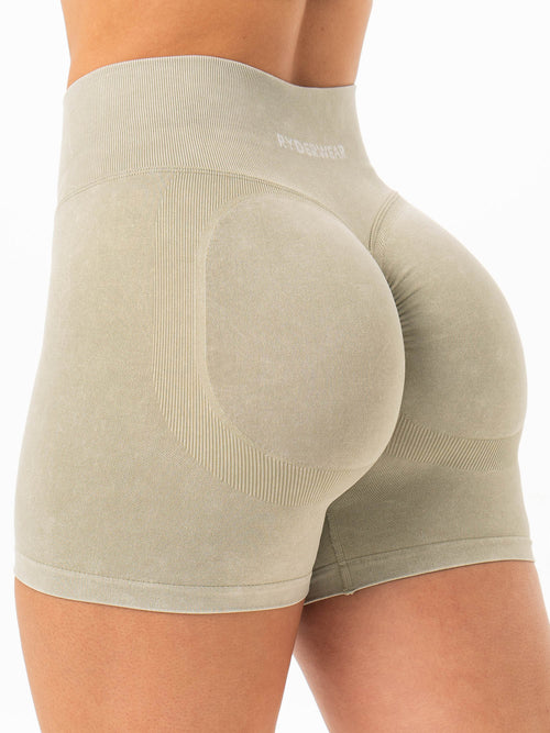 Stonewash Scrunch Seamless Shorts Matcha Stonewash