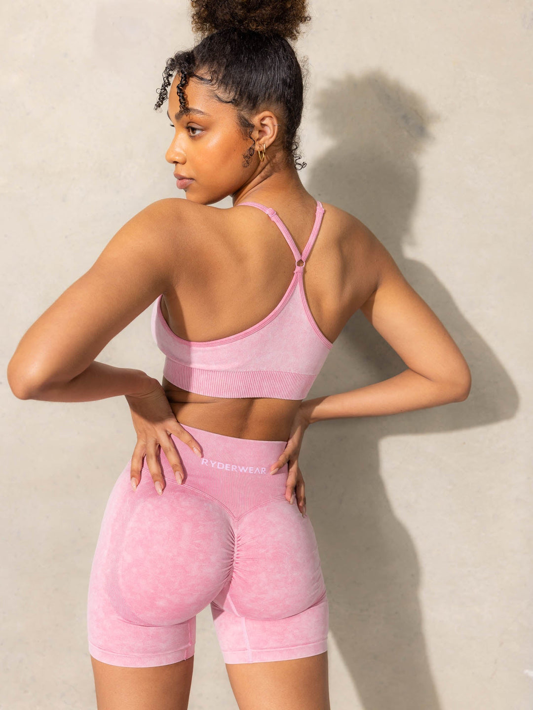 Stonewash Scrunch Seamless Shorts - Pink Stonewash Clothing Ryderwear 