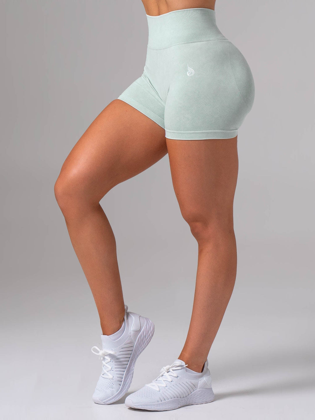 Stonewash Seamless Invisible Scrunch Shorts - Mint Clothing Ryderwear 