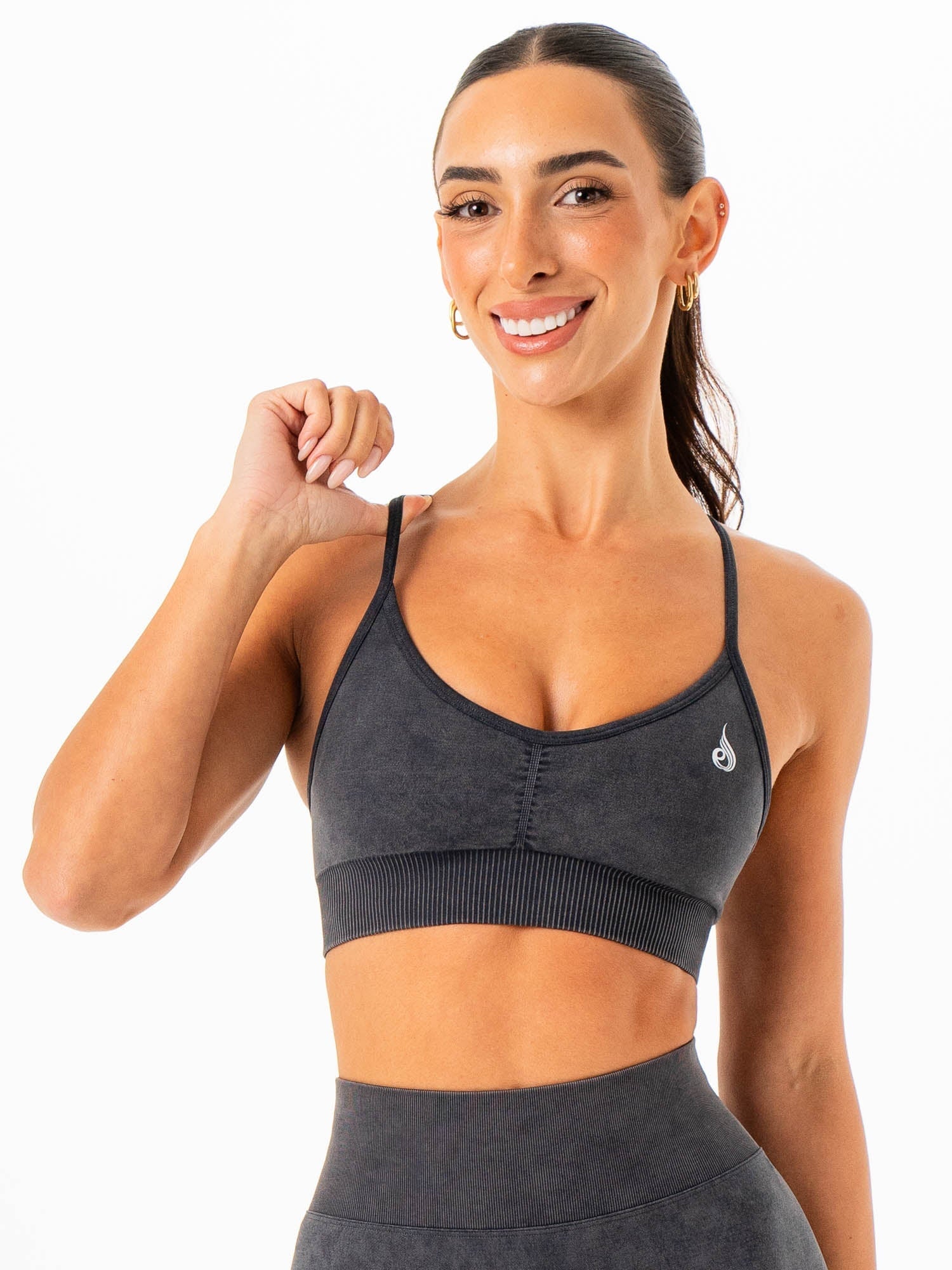 Stonewash Seamless Sports Bra - Denim Blue Stonewash - Ryderwear