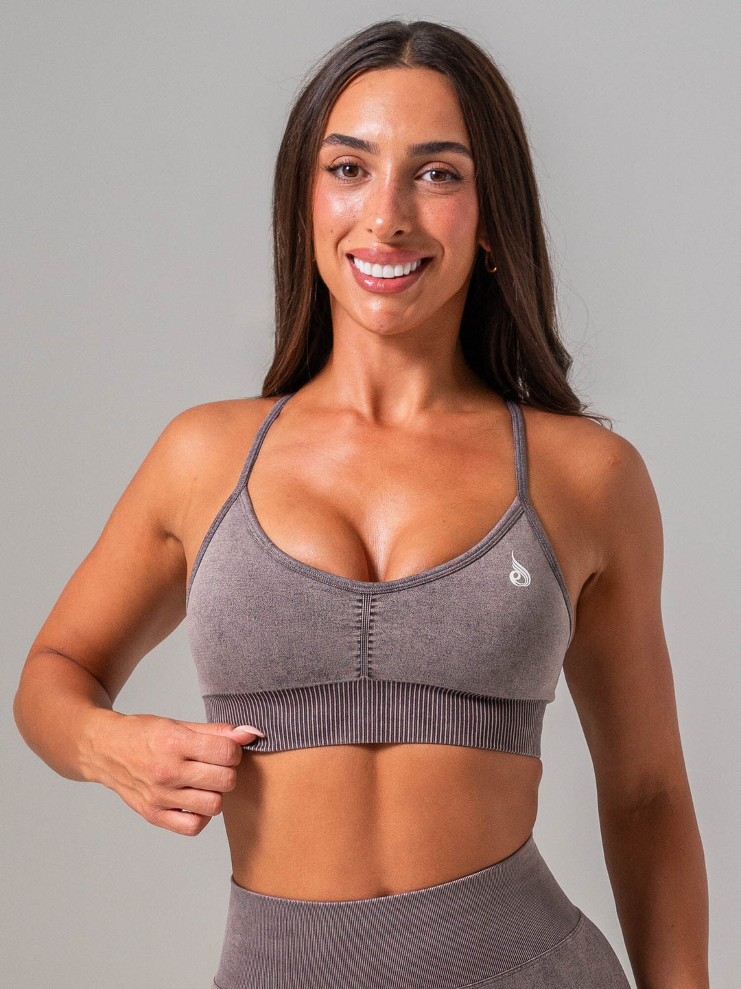 Stonewash Seamless Sports Bra - Cocoa Clothing Ryderwear 