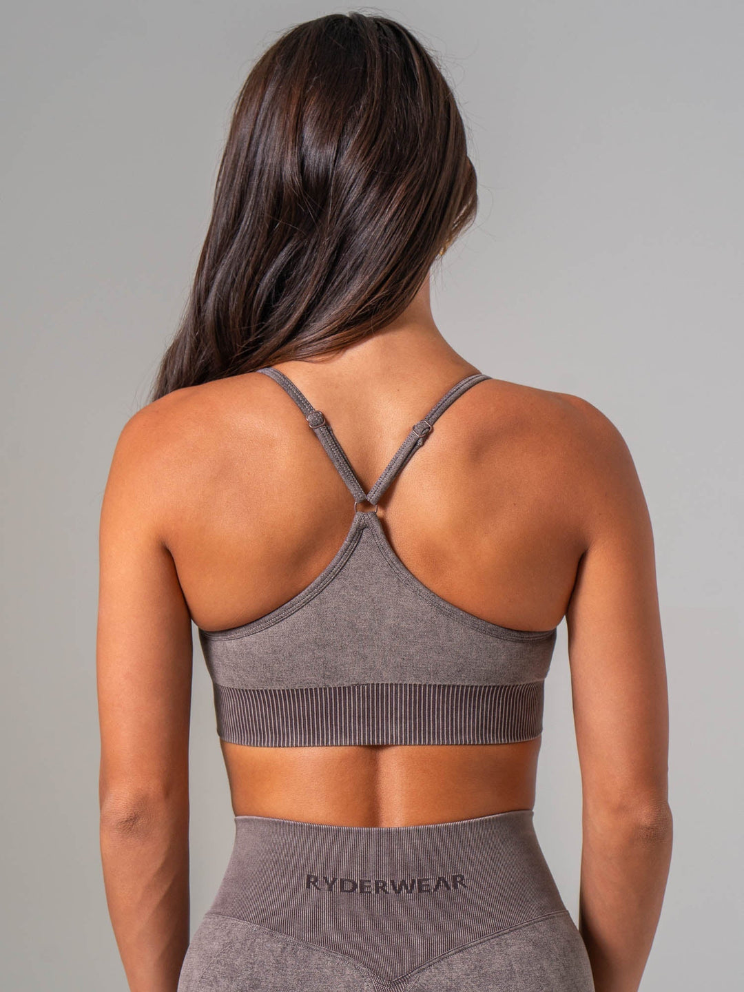 Stonewash Seamless Sports Bra - Cocoa Clothing Ryderwear 