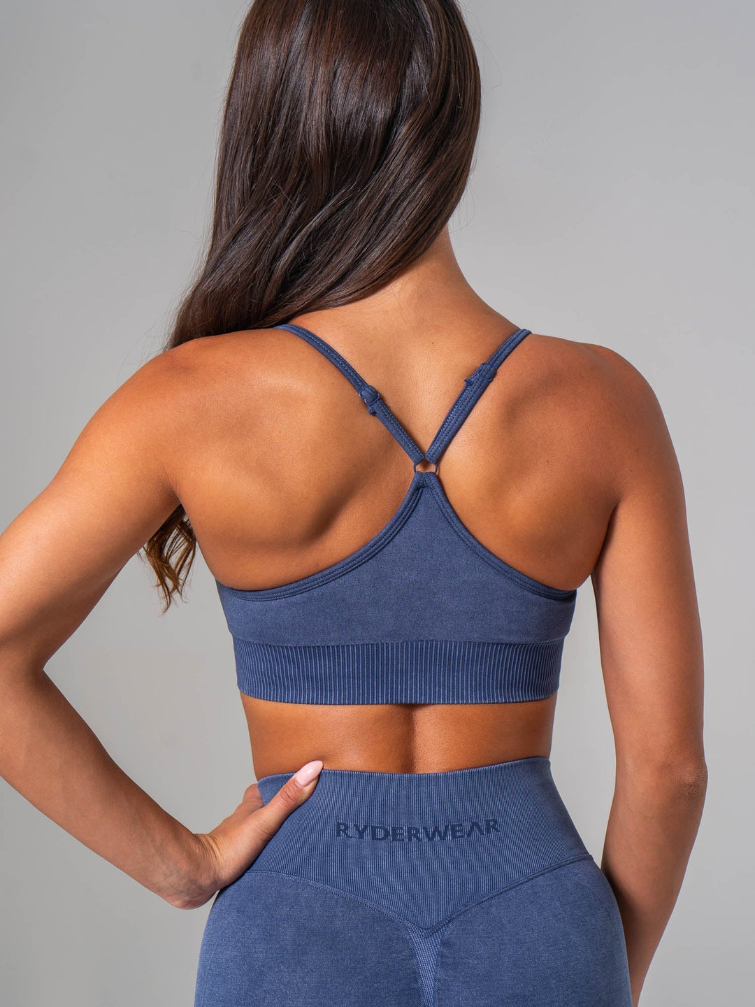 Stonewash Seamless Sports Bra - Navy Stonewash Clothing Ryderwear 