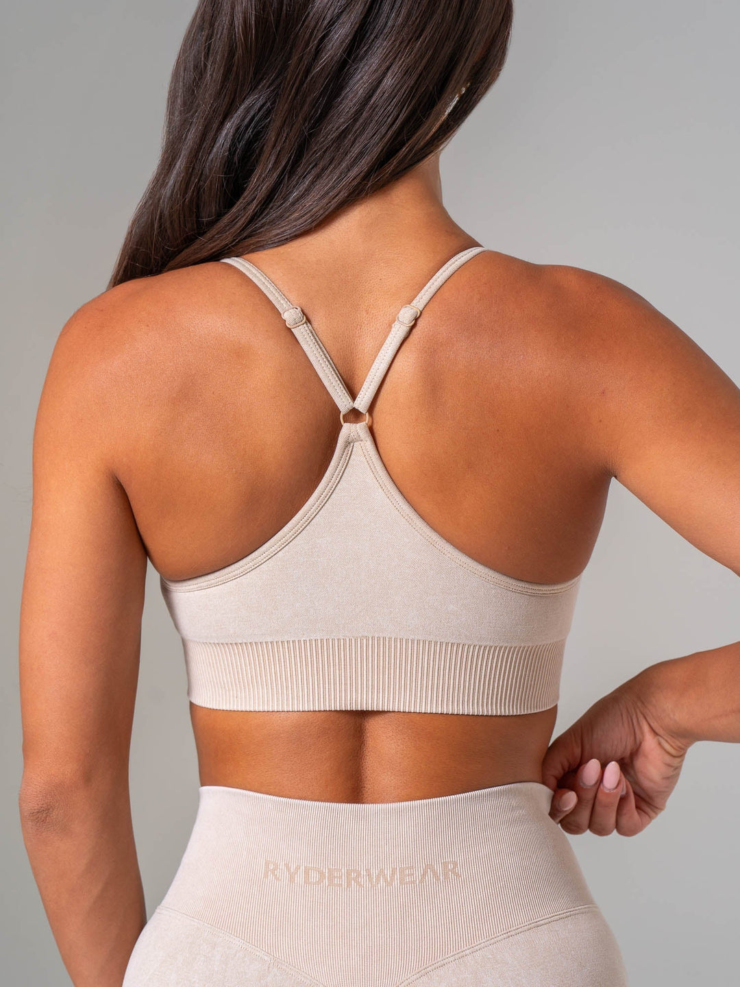 Stonewash Seamless Sports Bra - Oatmeal Clothing Ryderwear 
