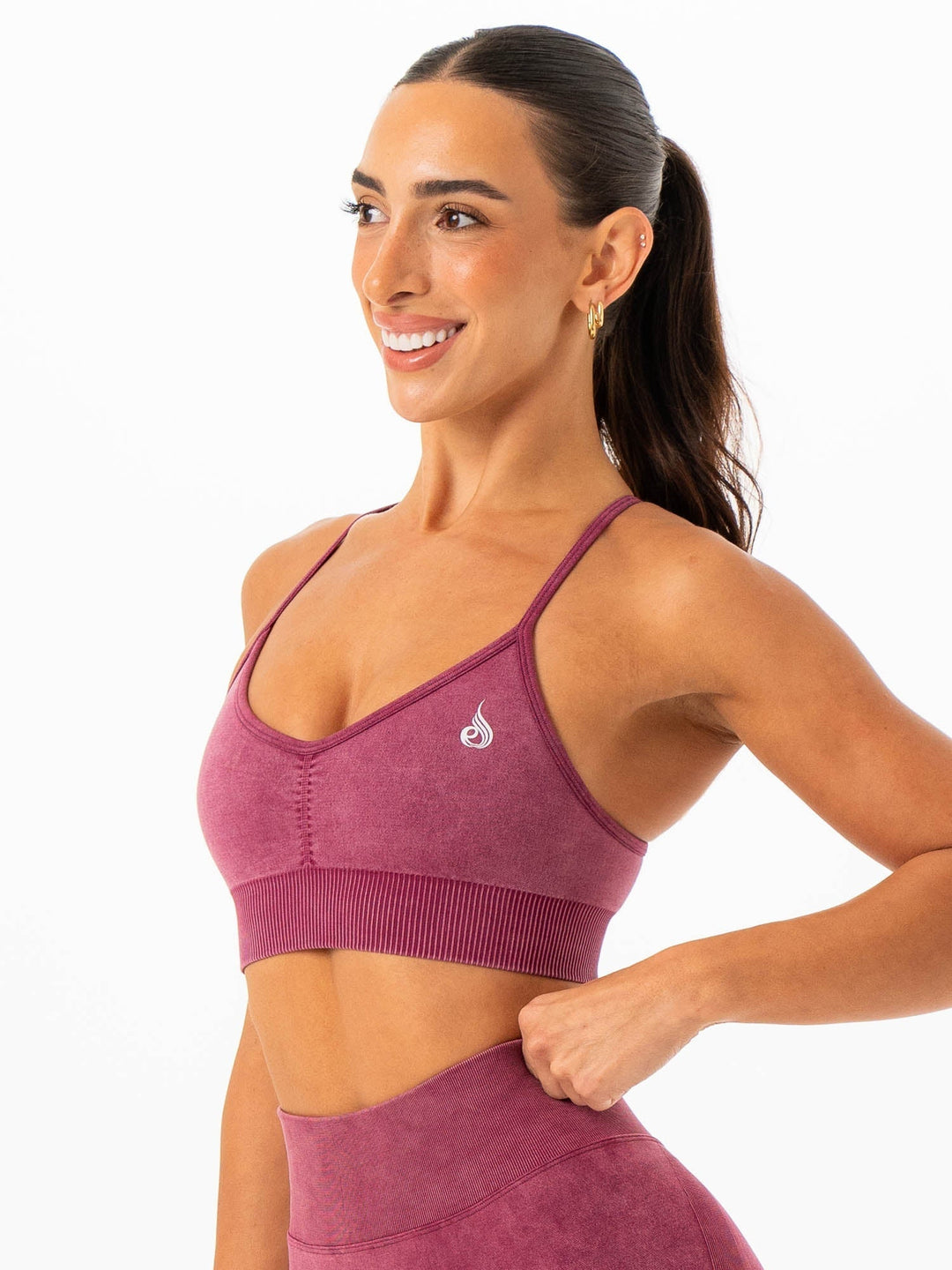 Stonewash Seamless Sports Bra - Wine Stonewash Clothing Ryderwear 