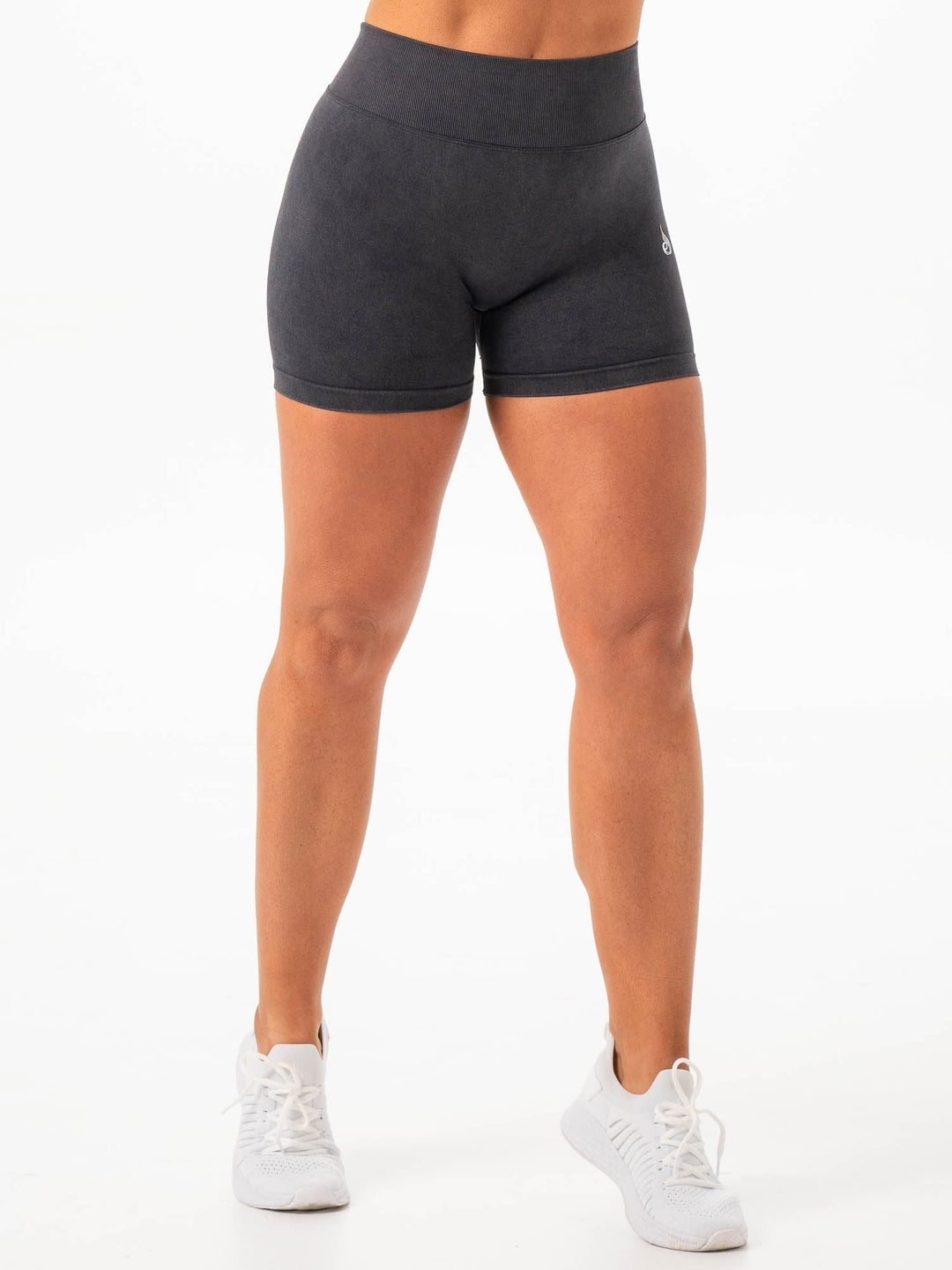 Stonewash Seamless V Back Shorts - Black Clothing Ryderwear 