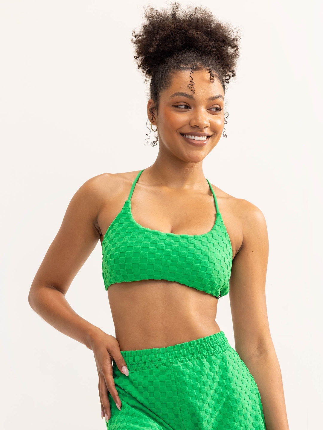 Terry Towelling Sports Crop - Green Clothing Ryderwear 