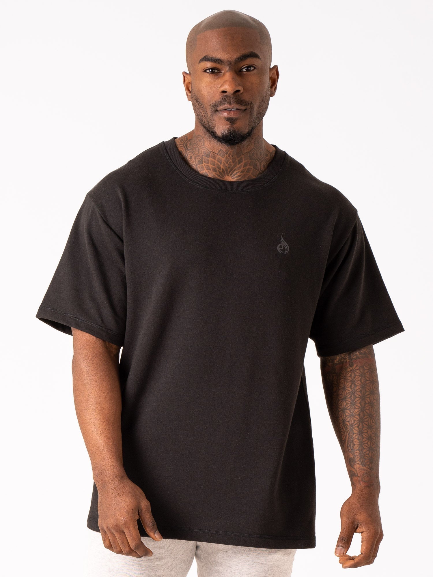 Throwback Fleece Oversized T-Shirt - Black - Ryderwear Throwback Fleece Oversized T-Shirt - Black - Ryderwear