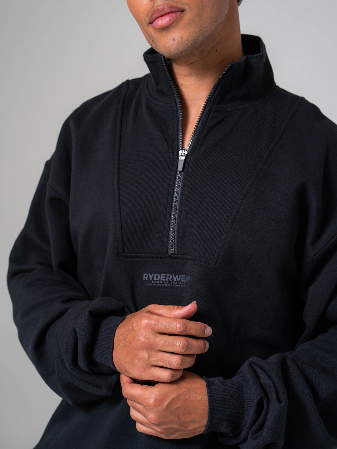 Unisex Fleece Half Zip - Black Clothing Ryderwear 