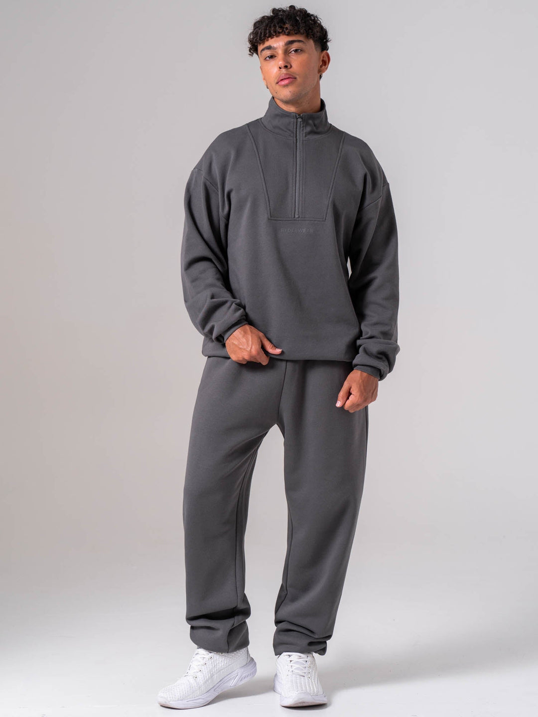Unisex Fleece Half Zip - Charcoal Clothing Ryderwear 