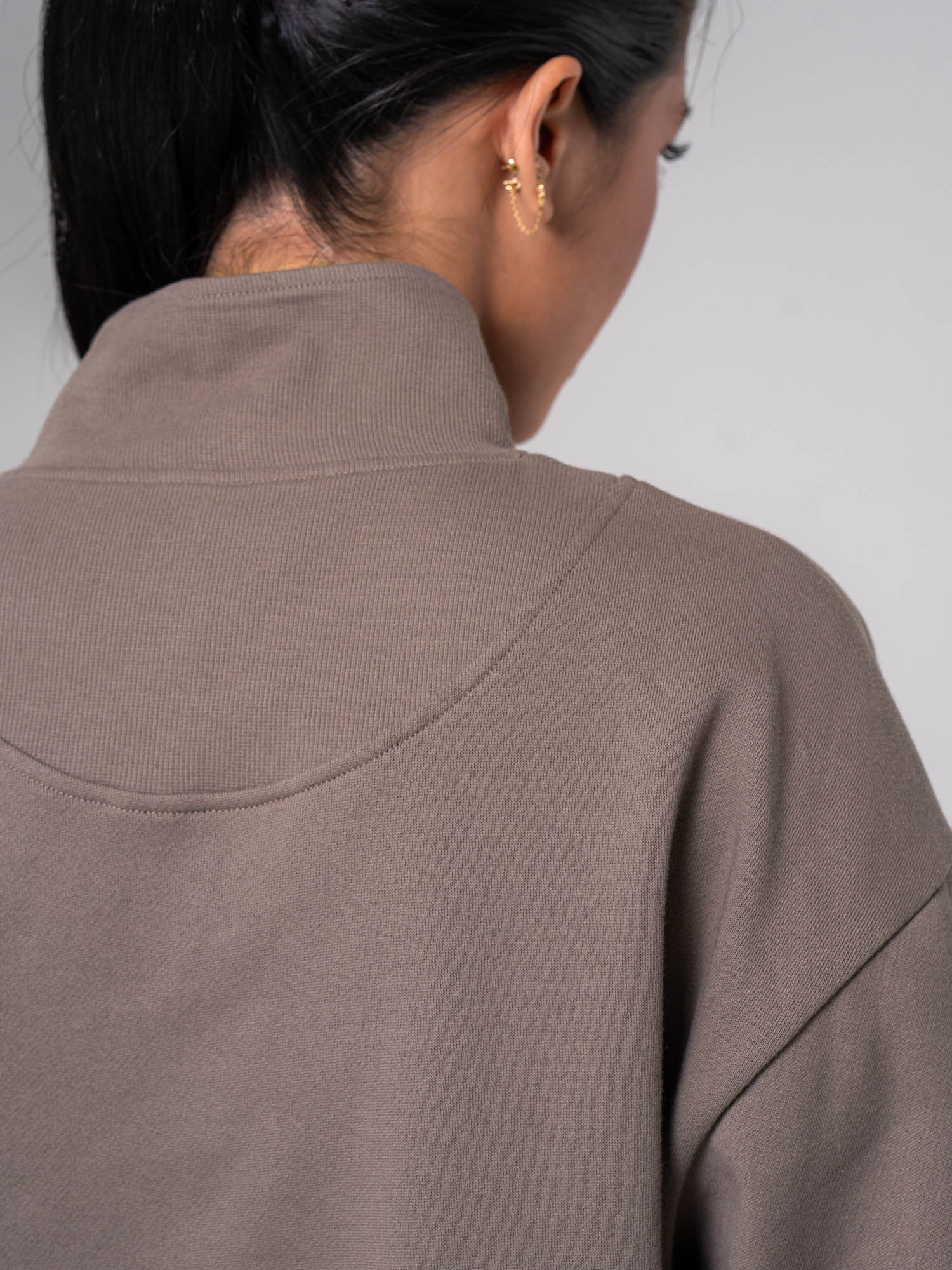 Unisex Fleece Half Zip - Deep Taupe - Ryderwear