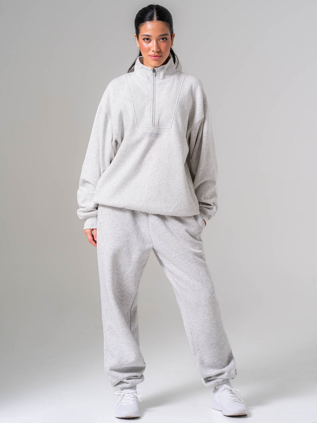 Unisex Fleece Half Zip - Snow Marle Clothing Ryderwear 