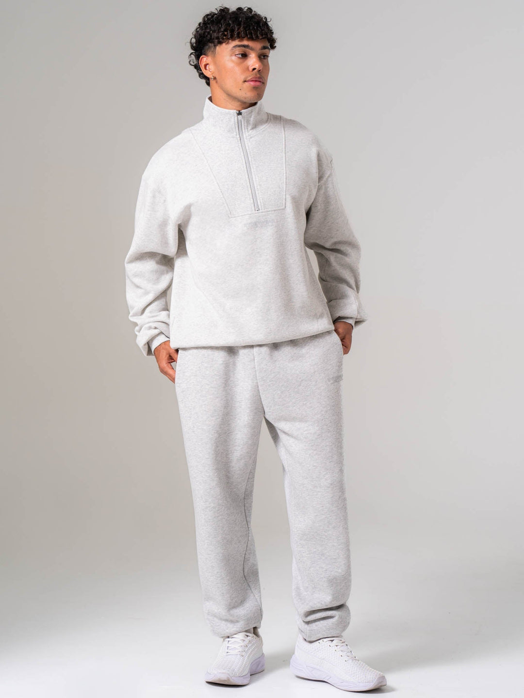 Unisex Fleece Half Zip - Snow Marle Clothing Ryderwear 