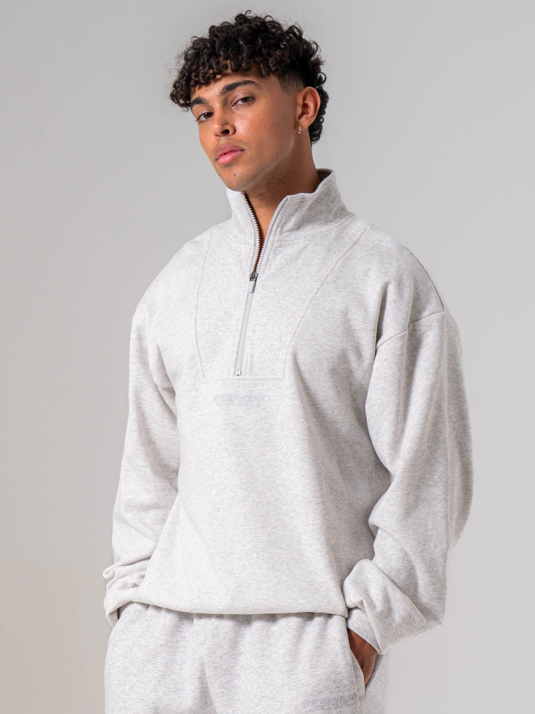 Unisex Fleece Half Zip - Snow Marle Clothing Ryderwear 