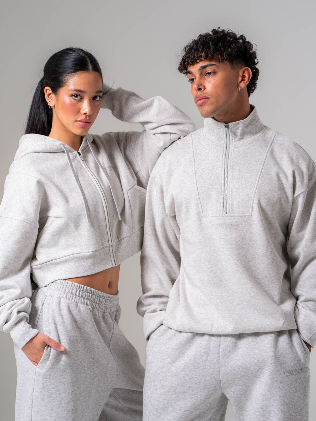 Unisex Fleece Half Zip - Snow Marle Clothing Ryderwear 