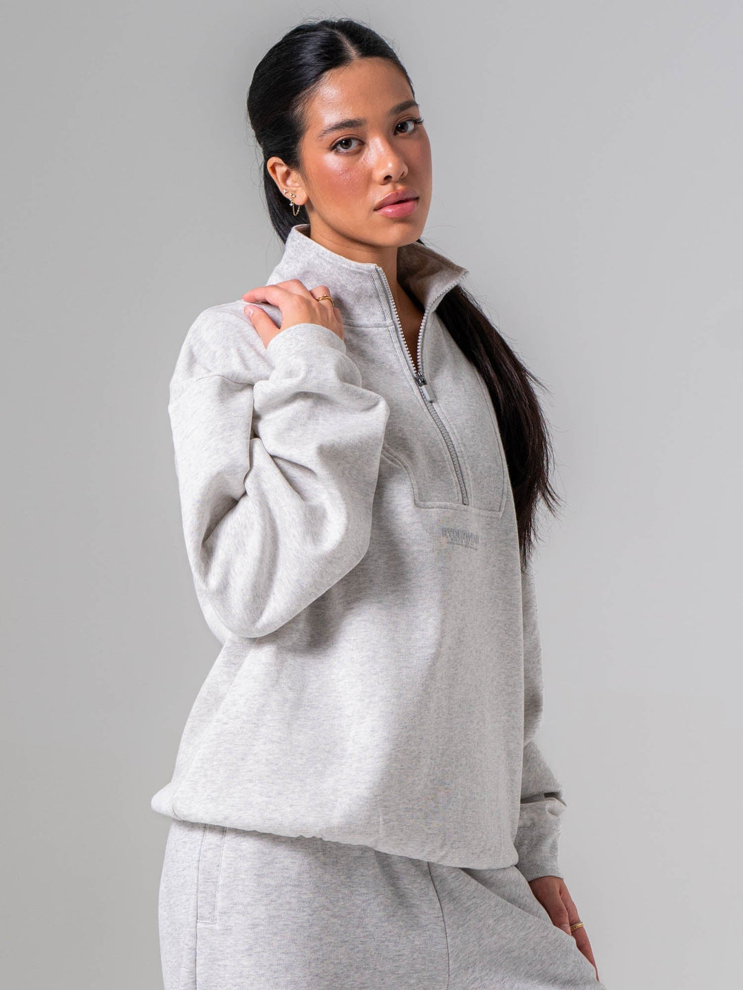 Unisex Fleece Half Zip - Snow Marle Clothing Ryderwear 
