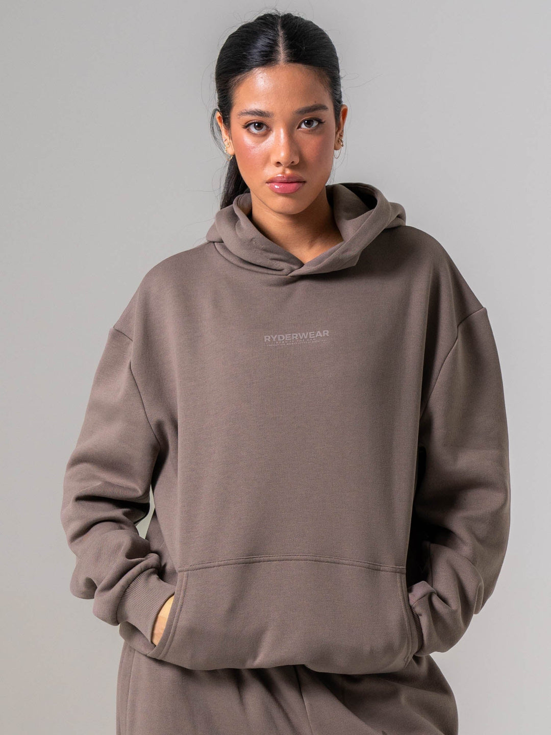 Unisex Fleece Hoodie - Deep Taupe Clothing Ryderwear 
