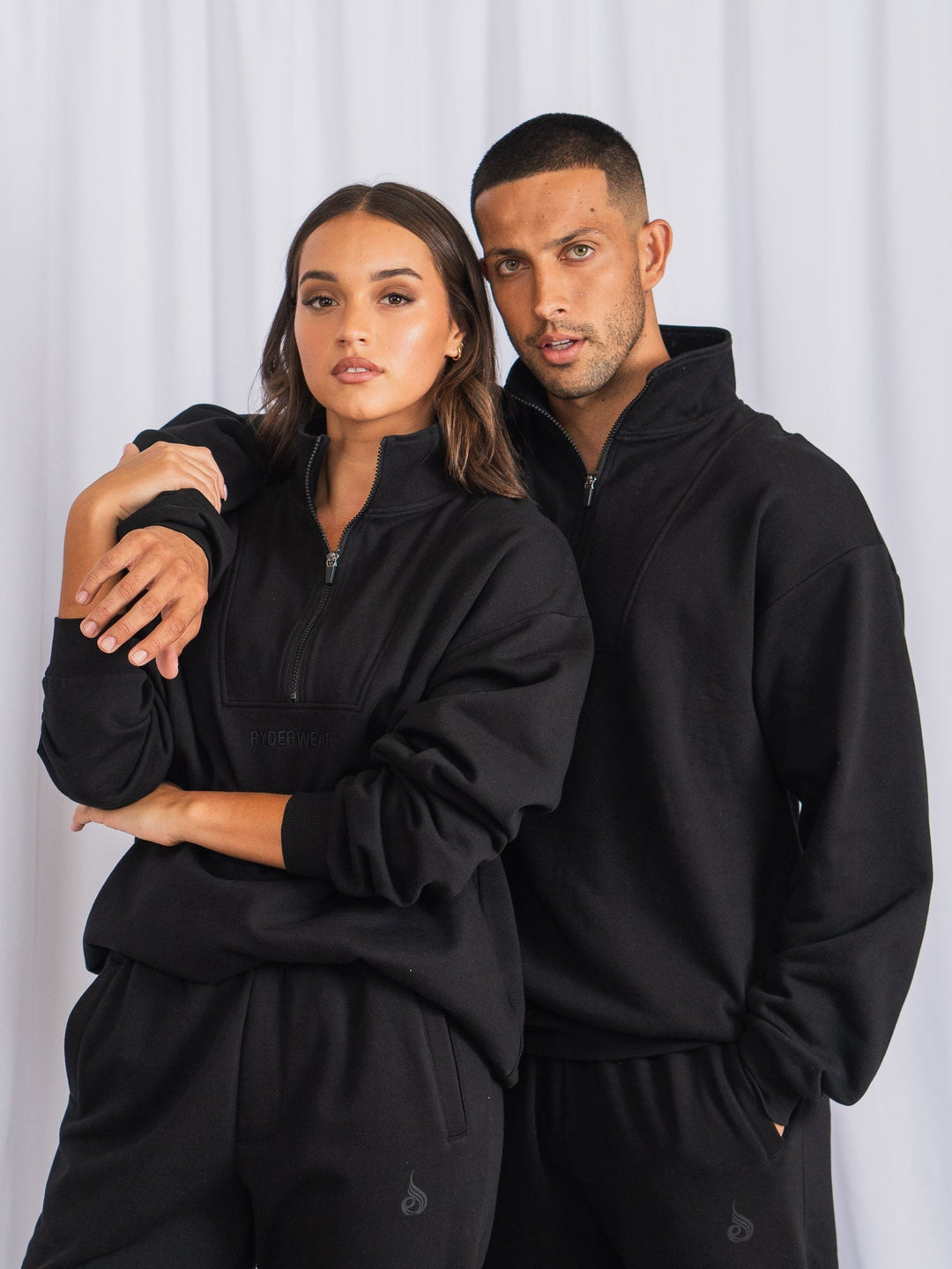 Unisex Half Zip Jumper - Black Clothing Ryderwear 