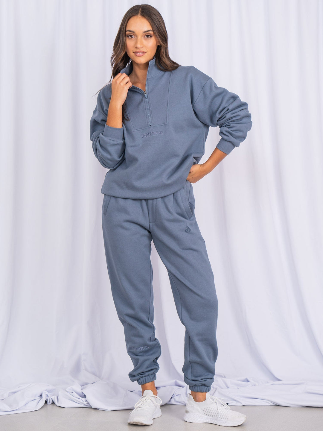 Unisex Half Zip Jumper - Denim Blue Clothing Ryderwear 