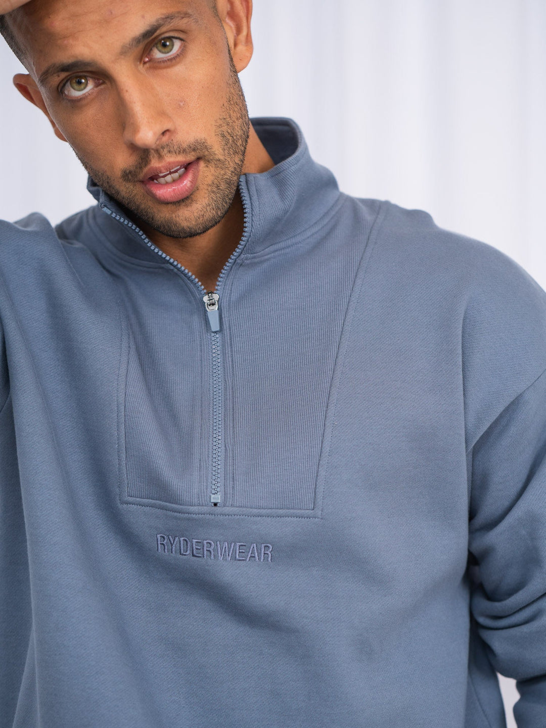 Unisex Half Zip Jumper - Denim Blue Clothing Ryderwear 