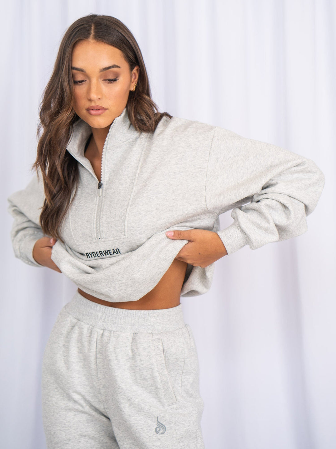 Unisex Half Zip Jumper - Snow Marl Clothing Ryderwear 