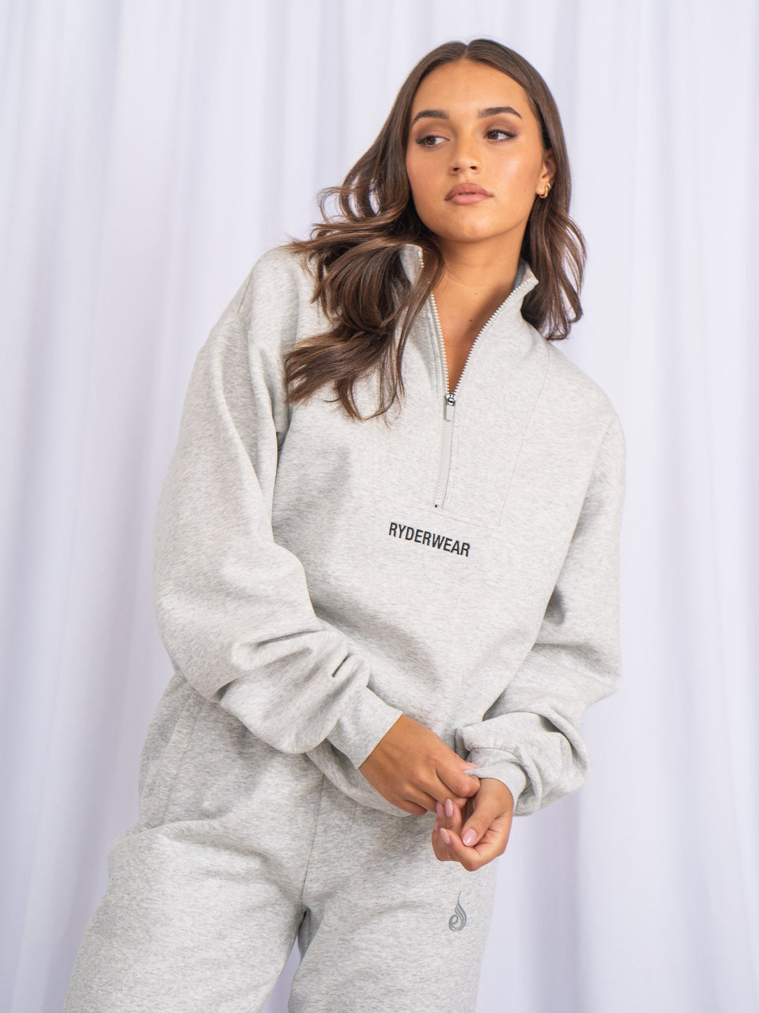 Unisex Half Zip Jumper - Snow Marl Clothing Ryderwear 