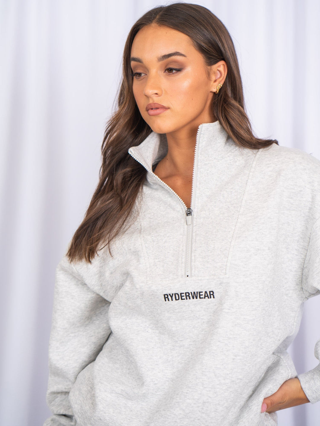 Unisex Half Zip Jumper - Snow Marl Clothing Ryderwear 