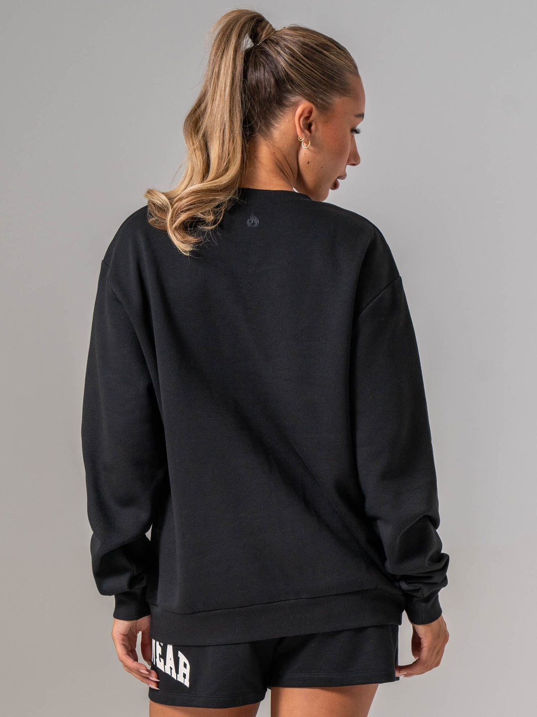Women's Collegiate Crew Neck - Black Clothing Ryderwear 