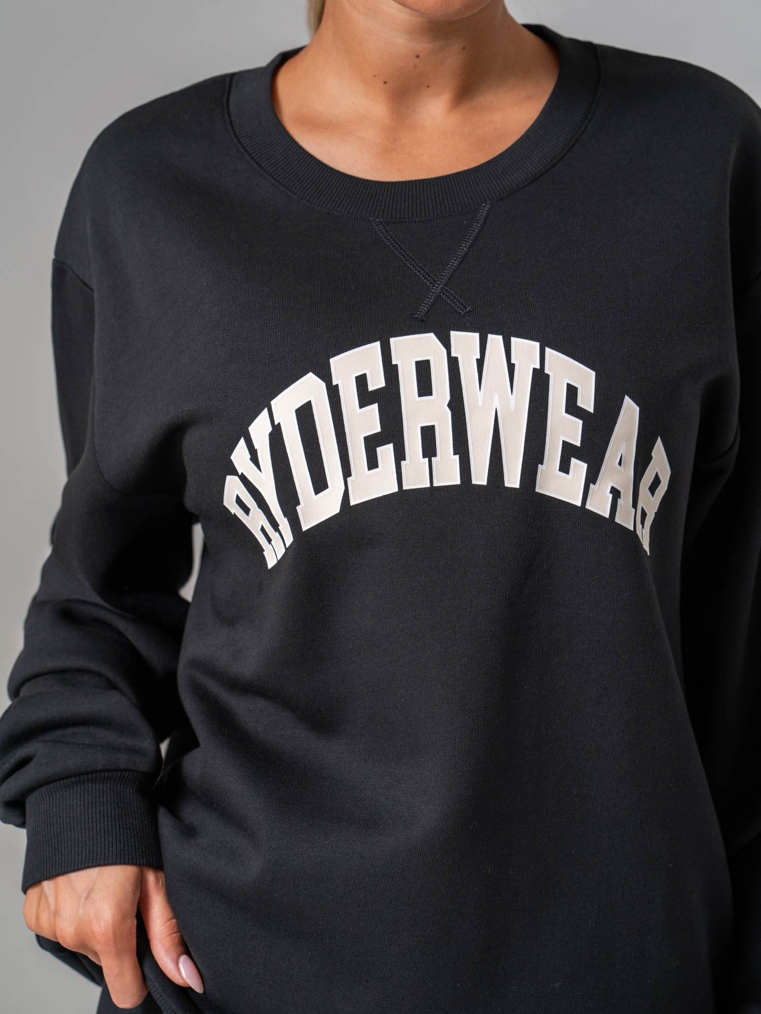 Women's Collegiate Crew Neck - Black - Ryderwear