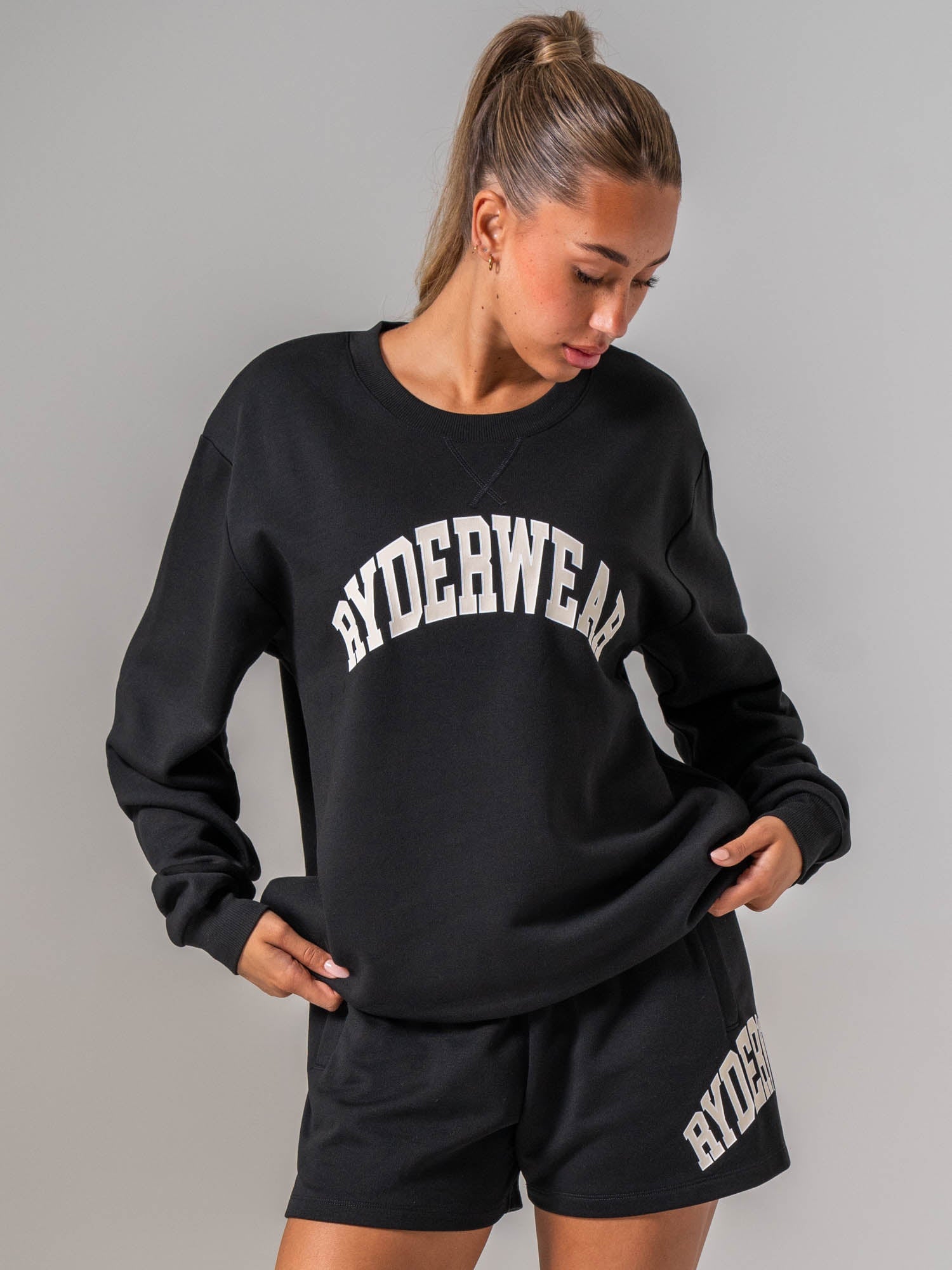 Women's Collegiate Crew Neck - Black - Ryderwear