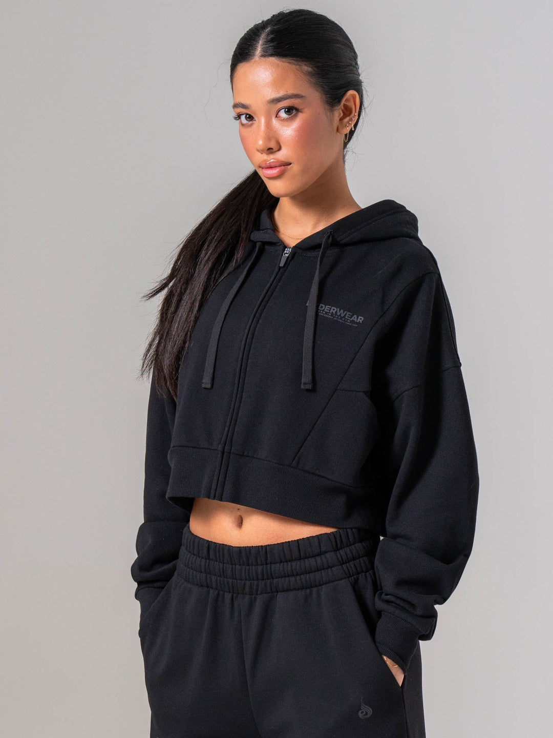 Womens Track Jacket - Black Clothing Ryderwear 